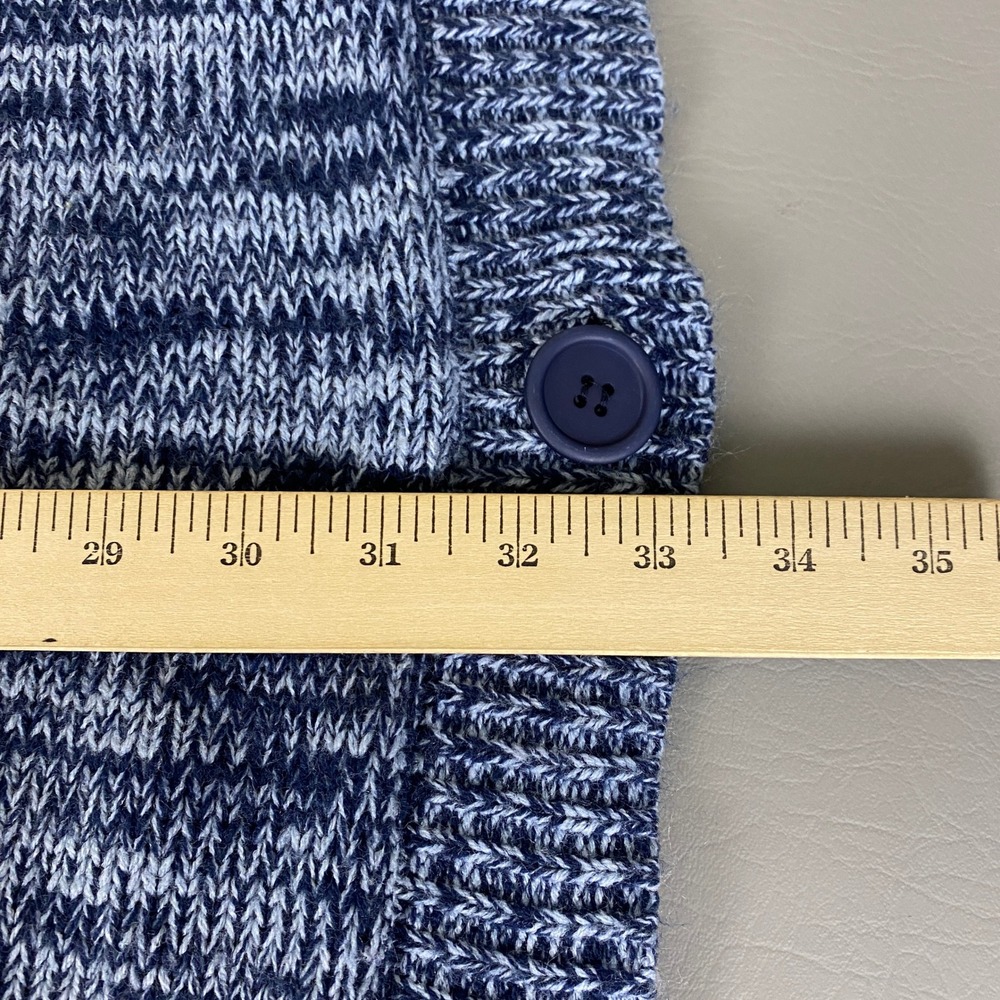 Blair Sweater Top Plus Size Women's 3X Blue Marled Knit Button Poncho Crew Neck - Picture 6 of 10